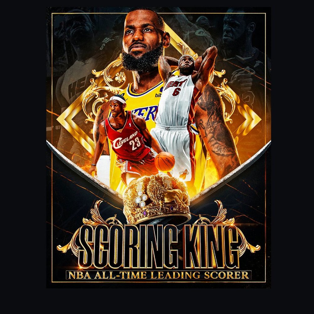 16"x20" Canvas Print King James as LeBron James All Time Leading Scorer